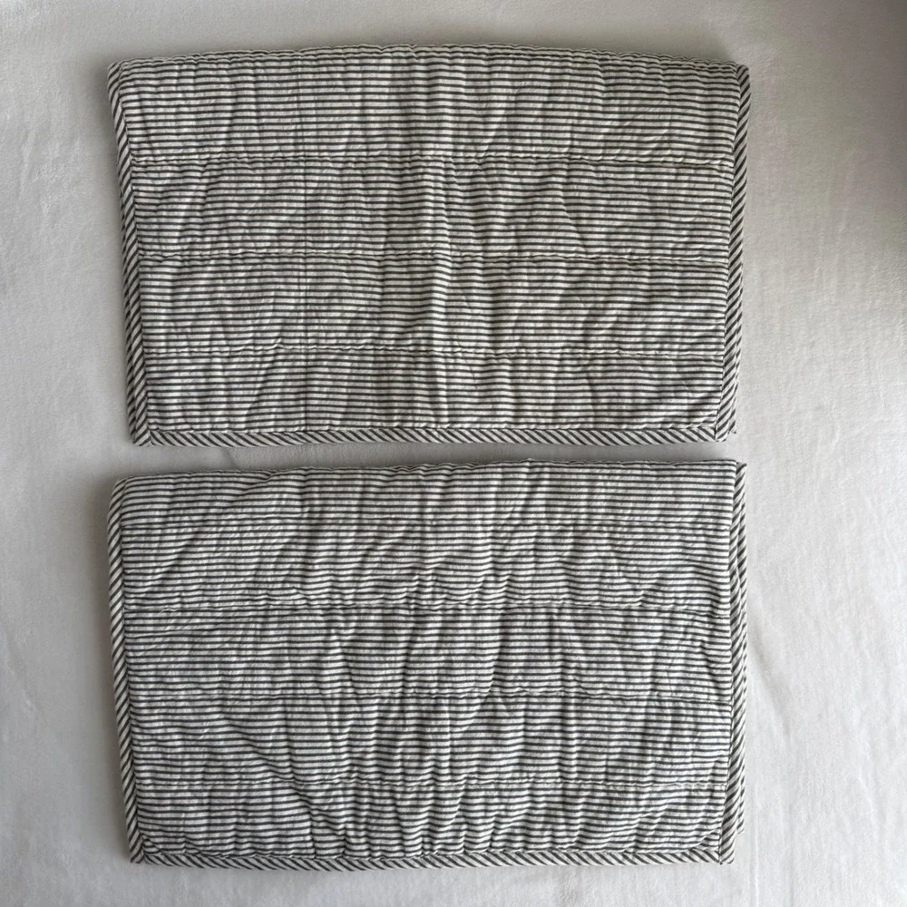 NWOT VHC Brands April & Olive Set of 2 Standard Pillow Shams Pinstripe Cottage‎
